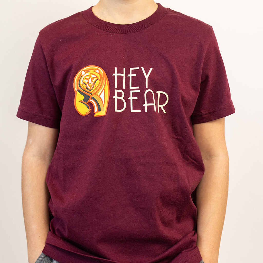 Hey Bear Kids Maroon Graphic T-shirt