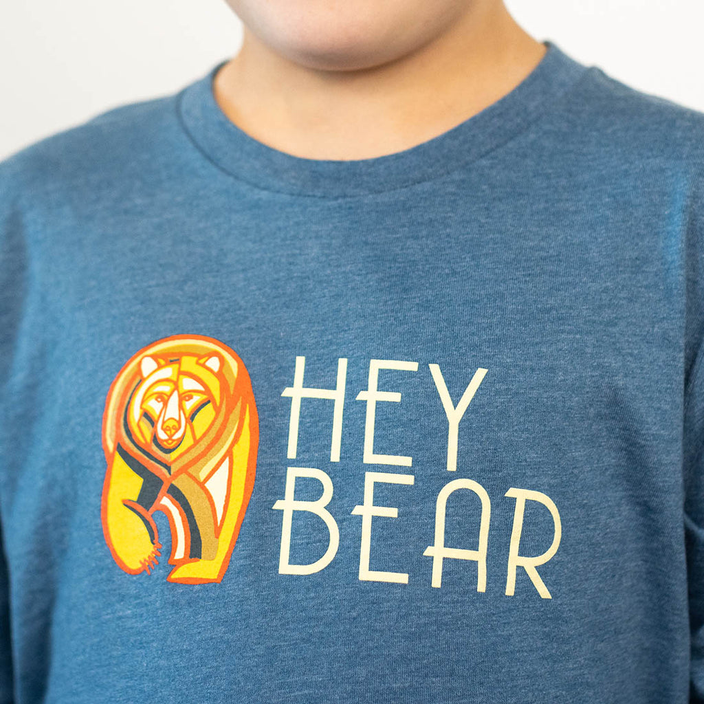 Hey Bear Kids Teal Graphic Long Sleeve