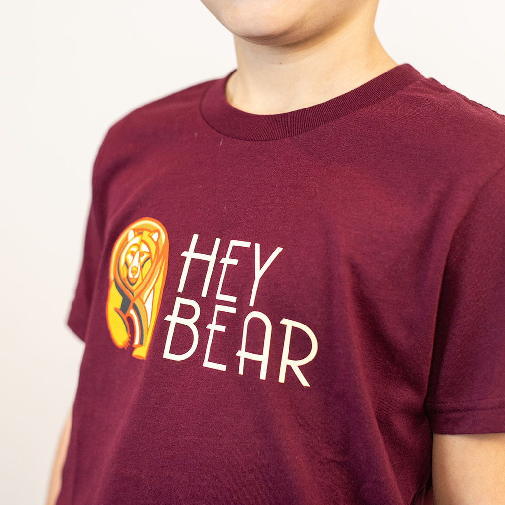 Hey Bear Kids Maroon Graphic T-shirt